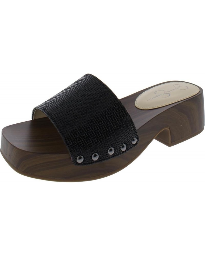 Womens Studded Clogs Black Supreme Microsuede $31.32 Sandals