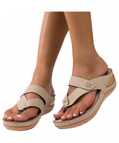 Orthopedic Sandals for Women, Platform Flip Flops Sandal Shoes Comfortable Summer Beach Travel Sandals 8.5 Khaki-3 $14.21 San...