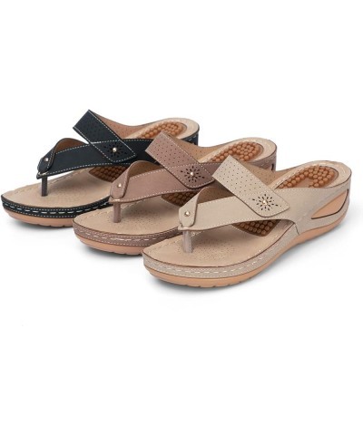 Orthopedic Sandals for Women, Platform Flip Flops Sandal Shoes Comfortable Summer Beach Travel Sandals 8.5 Khaki-3 $14.21 San...