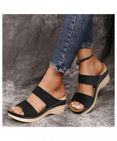 Platform Mary Janes Women Wedge Sandals Platform Sandals Sandals For Women Party Women'S Chunky Heels Open Toe Ankle S Black-...