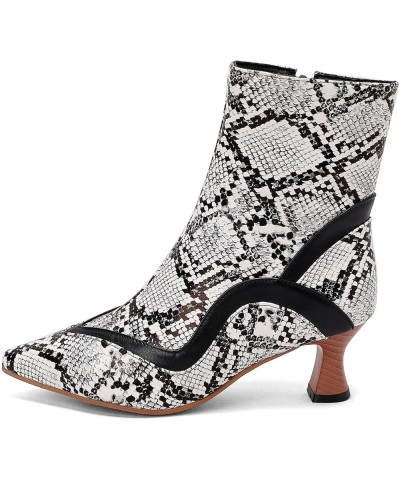 Womens Boots Fall Casual Faux Snakeskin Leopard Ankle Boots Kitten Heel Y2K Cowboy Boots Party Wide Calf Boots Silver $24.91 ...