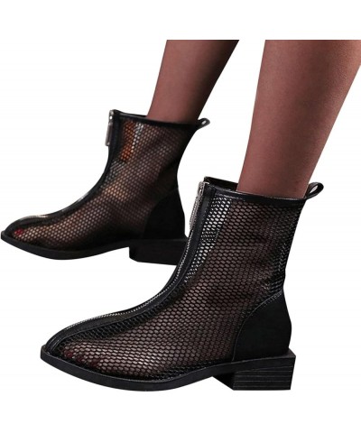 Womens Ankle Boots Low Mid Kitten Heels Zip Pointy Booties Womens Hiking Boots Black $20.14 Outdoor Shoes