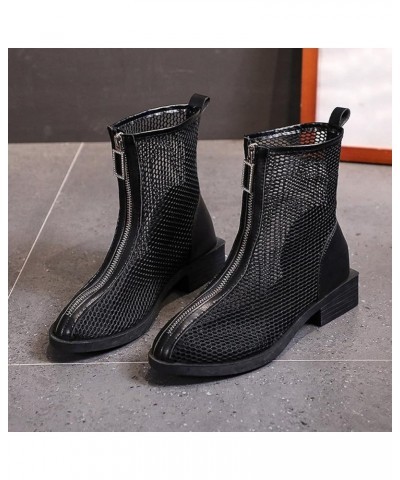 Womens Ankle Boots Low Mid Kitten Heels Zip Pointy Booties Womens Hiking Boots Black $20.14 Outdoor Shoes