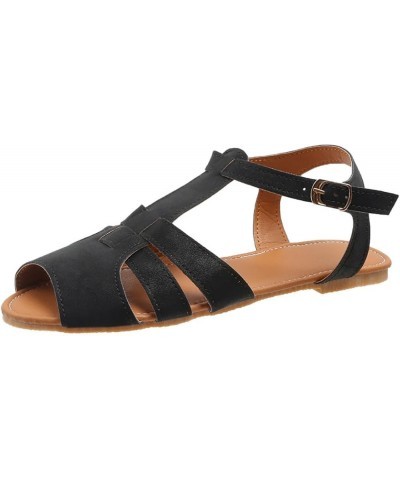 Women'S Beach Sandals Hollow Casual Slippers Flat Shoes Retro Sandals Flip Flop Sandals for Women Wedge Black $10.95 Sandals