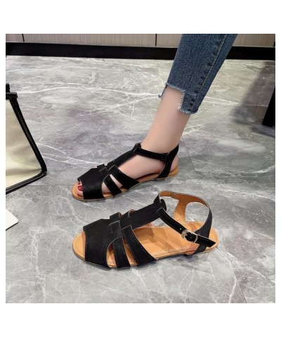 Women'S Beach Sandals Hollow Casual Slippers Flat Shoes Retro Sandals Flip Flop Sandals for Women Wedge Black $10.95 Sandals