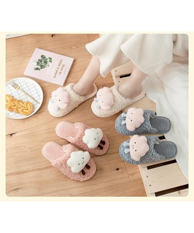 Cute Cloud Womens Slippers Curly Fur Slippers Home Indoor Slippers Plush Cartoon Slippers House Shoes for Women Grey $11.87 S...