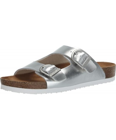 Women's Cambridge Flat Sandal Silver $40.77 Sandals