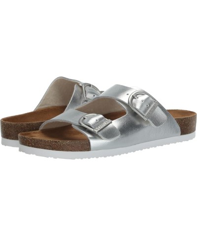 Women's Cambridge Flat Sandal Silver $40.77 Sandals