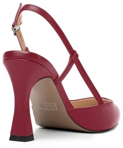 Womens Evening Dress Buckle Slingback Pointed Toe Matte Stiletto High Heel Pumps Shoes 3.3 Inch Burgundy $34.55 Pumps