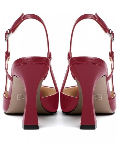 Womens Evening Dress Buckle Slingback Pointed Toe Matte Stiletto High Heel Pumps Shoes 3.3 Inch Burgundy $34.55 Pumps