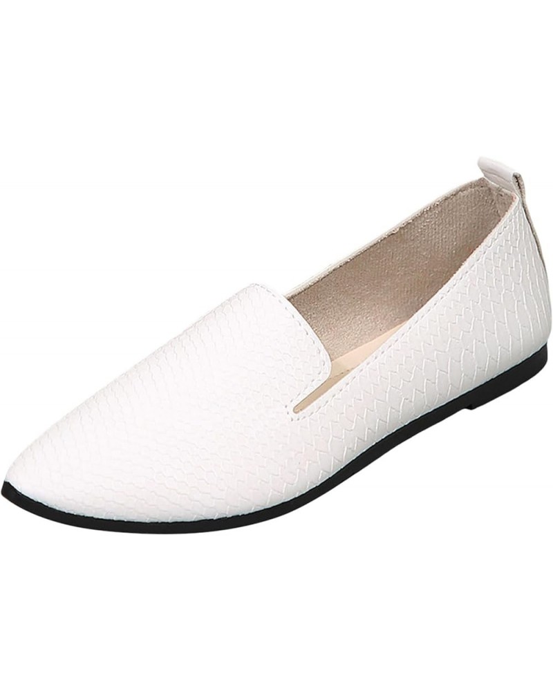 Chunky Heel Pumps Womens Flats Size 8 Casual Shoes for Walking Loafers Shoes for Women White $16.77 Flats