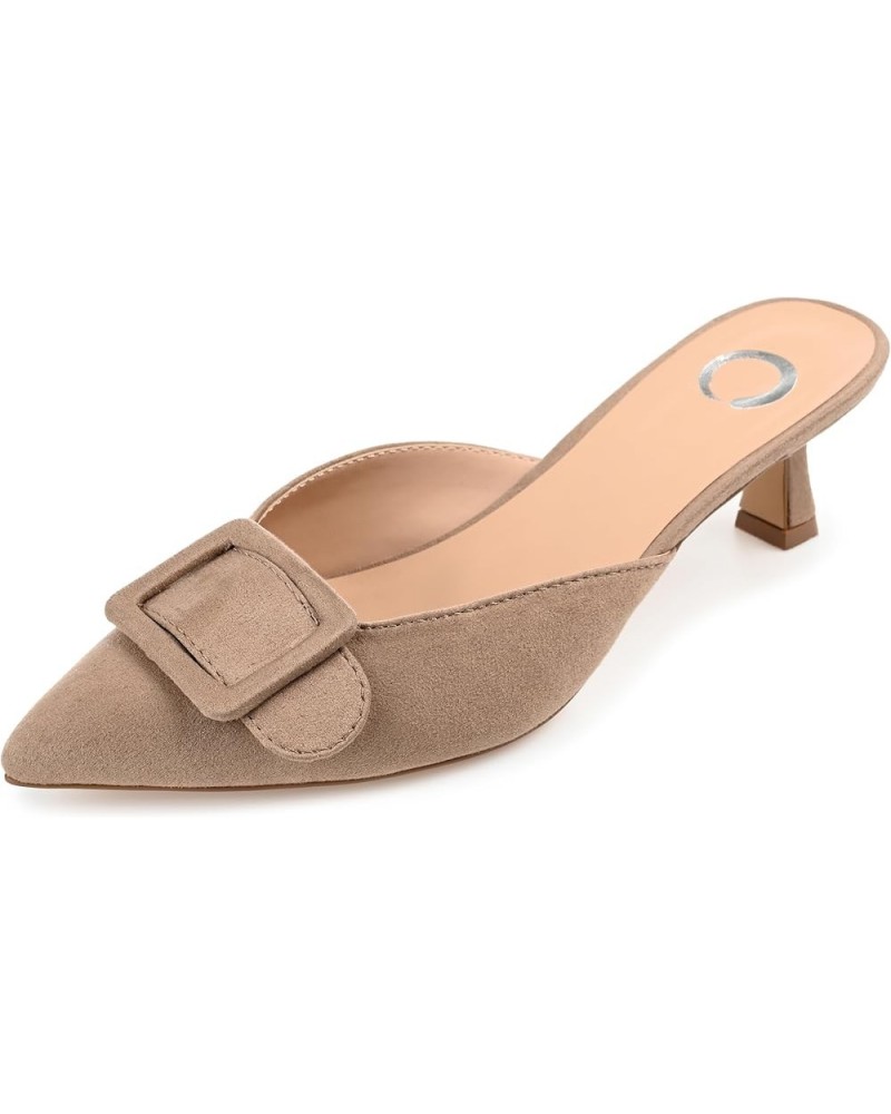 Womens Medium and Wide Width Vianna Pump with Buckle Detail and Pointed Toe Taupe Wide $18.17 Mules & Clogs