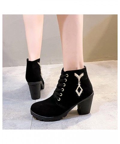 Womens Ankle Boots Wide Width Low Heel High Heel Ankle Boots for Women Black Lace Booties for Women Dressy Low Heel Short Bro...