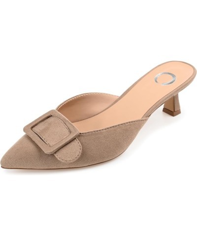 Womens Medium and Wide Width Vianna Pump with Buckle Detail and Pointed Toe Taupe Wide $18.17 Mules & Clogs