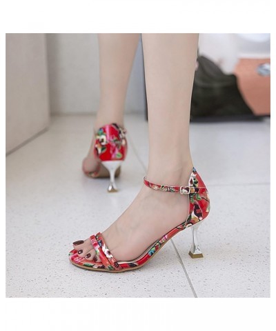 beach sandals for women cute sandals women summer platform sandals women heeled Sandals silver sandals for wedding Z 01-red $...