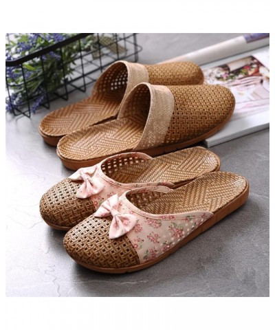 Linen Slippers Women's Summer Indoor Slippers Floral Slippers Home Shoes Indoor/Outdoor Non-Slip Lightweight, Suitable for Wo...