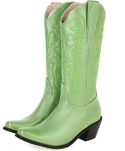 Women's V-neck Cowboy Boots Western Cowgirl Boots 85 Green $24.87 Boots