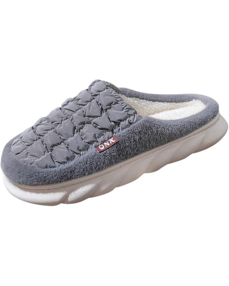 Men Womens Dress Slippers Winter Couples Warm Huarache Plush Slippers Soft Bottom Fancy Plush Moccasins Shoes B-grey $12.63 S...