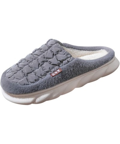 Men Womens Dress Slippers Winter Couples Warm Huarache Plush Slippers Soft Bottom Fancy Plush Moccasins Shoes B-grey $12.63 S...