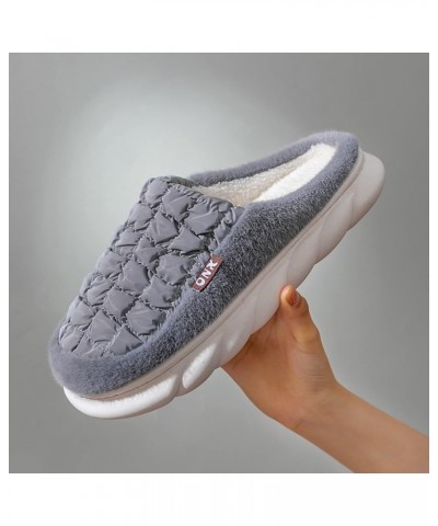 Men Womens Dress Slippers Winter Couples Warm Huarache Plush Slippers Soft Bottom Fancy Plush Moccasins Shoes B-grey $12.63 S...