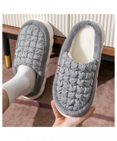 Men Womens Dress Slippers Winter Couples Warm Huarache Plush Slippers Soft Bottom Fancy Plush Moccasins Shoes B-grey $12.63 S...