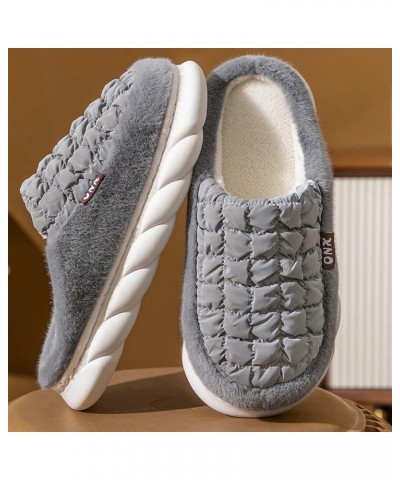 Men Womens Dress Slippers Winter Couples Warm Huarache Plush Slippers Soft Bottom Fancy Plush Moccasins Shoes B-grey $12.63 S...