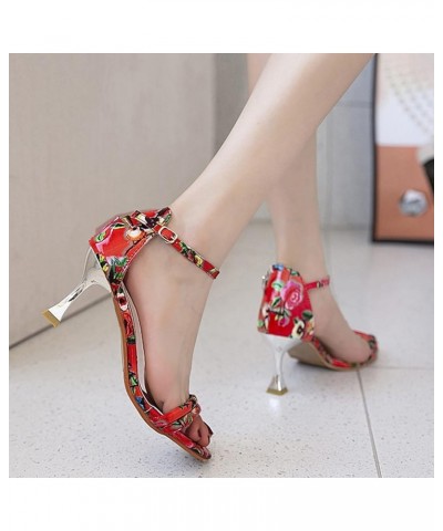 beach sandals for women cute sandals women summer platform sandals women heeled Sandals silver sandals for wedding Z 01-red $...