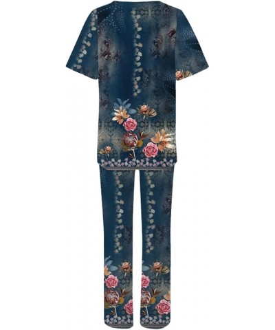 Ladies Casual Vintage Floral Print Pants Set Black - 2024 Pants for Women $14.56 Slippers