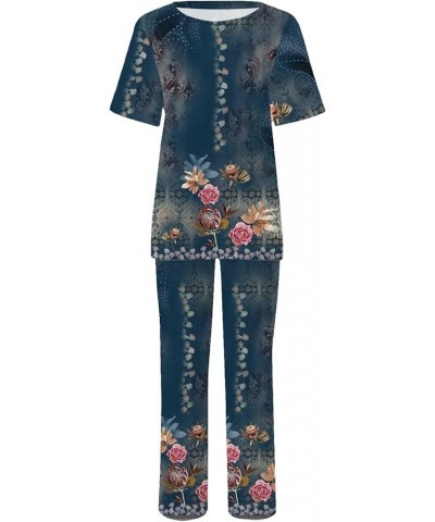 Ladies Casual Vintage Floral Print Pants Set Black - 2024 Pants for Women $14.56 Slippers