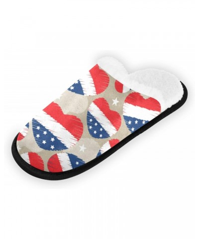 American Flag Spa Slippers Heart White Star House Slippers Memory Foam Slippers Indoor Outdoor Non-Slip Home Shoes M for Men ...