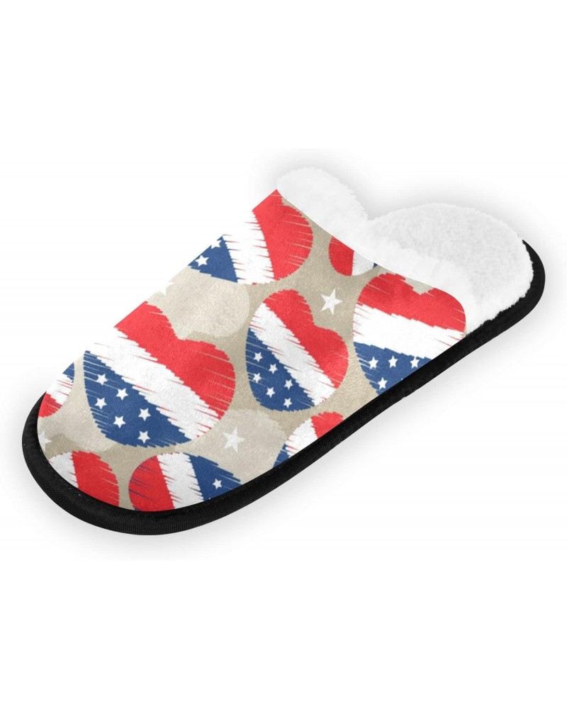 American Flag Spa Slippers Heart White Star House Slippers Memory Foam Slippers Indoor Outdoor Non-Slip Home Shoes M for Men ...