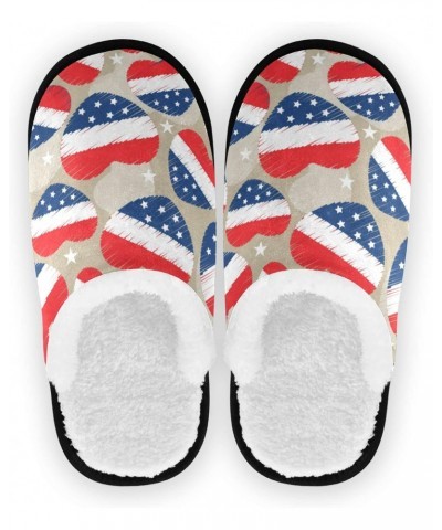 American Flag Spa Slippers Heart White Star House Slippers Memory Foam Slippers Indoor Outdoor Non-Slip Home Shoes M for Men ...