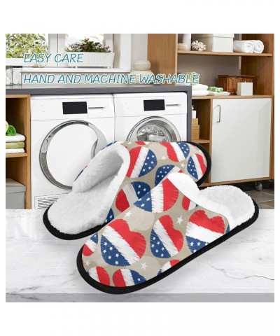 American Flag Spa Slippers Heart White Star House Slippers Memory Foam Slippers Indoor Outdoor Non-Slip Home Shoes M for Men ...