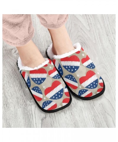 American Flag Spa Slippers Heart White Star House Slippers Memory Foam Slippers Indoor Outdoor Non-Slip Home Shoes M for Men ...