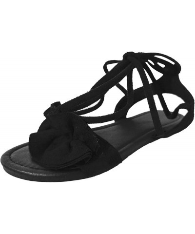 Strappy Sandals Low Heel Renaissance Shoes Women Flat Sandals For Women Sandals For Women Black Strappy Sandals Heels J-black...