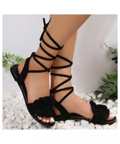 Strappy Sandals Low Heel Renaissance Shoes Women Flat Sandals For Women Sandals For Women Black Strappy Sandals Heels J-black...