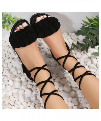 Strappy Sandals Low Heel Renaissance Shoes Women Flat Sandals For Women Sandals For Women Black Strappy Sandals Heels J-black...