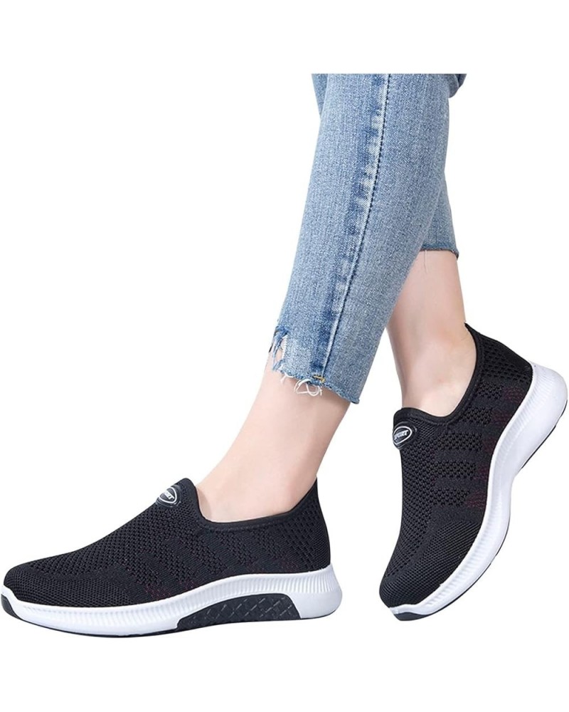 LONG-M Running Shoes Women's Sneakers Lightweight Walking Comfort Sneakers 42 Black $17.94 Athletic Shoes