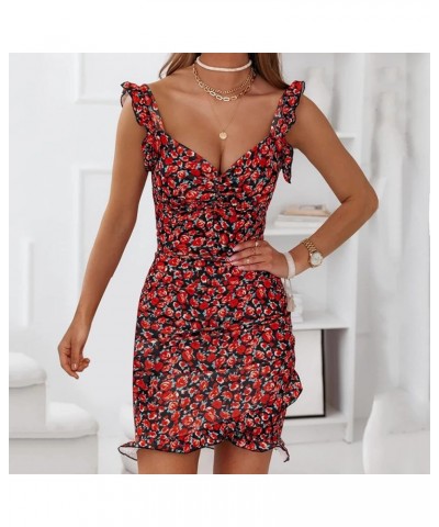 Women Boho Floral Dress Sexy Printed Casual V Neck Party Evening Beach Wine - 2024 Independence Day $9.45 Outdoor Shoes