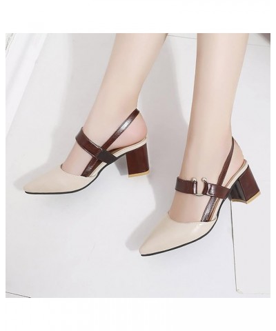 Breathable High Heeled Casual Women'S Pointed Toe High Heeled Strap Fashion Sandals Womens Athletic Sandals Size 11 Beige $12...