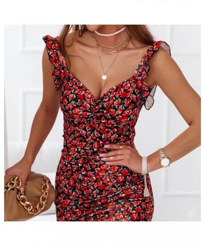 Women Boho Floral Dress Sexy Printed Casual V Neck Party Evening Beach Wine - 2024 Independence Day $9.45 Outdoor Shoes