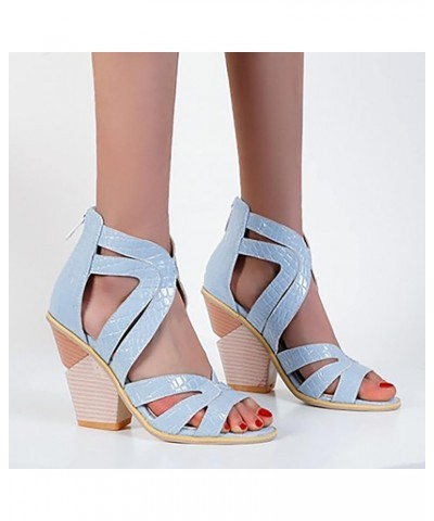 Platform Sandals 2023 Foreign Trade European and American Sandals Women's Thick Heel Wedge Heel Hollow Back Zipper Large Sand...