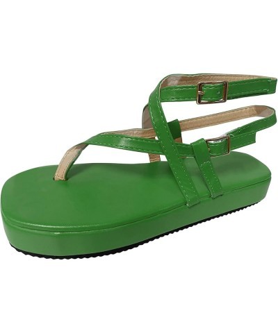 Sandals for Boys Ladies Fashion Summer Solid Color Flip Flops Thin Strap Slingback Sandals for Women (Yellow, 8) Green 9 $11....