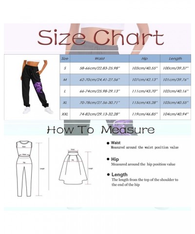 Women Floral Print Casual Pants Sports Closed Waist Lace Up Elastic Waist Small Foot Pocket Sports Pants A - 2024 Pants for W...