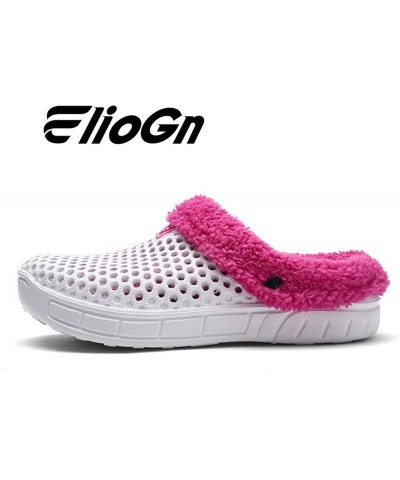 Women's and Men's Winter Warm Slippers with Fleece Lining Breathable Clogs Garden Mules for Adults Unisex Home Slippers White...