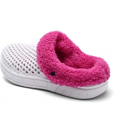 Women's and Men's Winter Warm Slippers with Fleece Lining Breathable Clogs Garden Mules for Adults Unisex Home Slippers White...