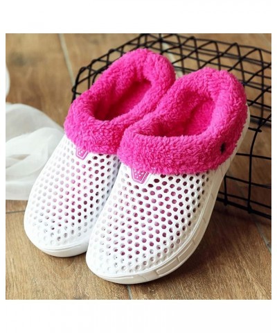 Women's and Men's Winter Warm Slippers with Fleece Lining Breathable Clogs Garden Mules for Adults Unisex Home Slippers White...