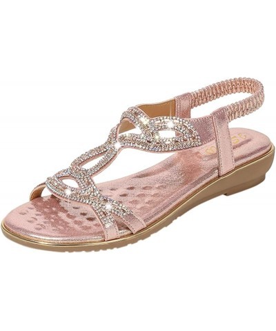 Sandals Women Sandalias Womens Flats Sandals Women Dressy Summer Flat Comfortable Dress Flats For Women Comfortable Dr H-pink...