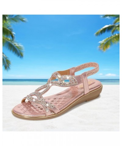 Sandals Women Sandalias Womens Flats Sandals Women Dressy Summer Flat Comfortable Dress Flats For Women Comfortable Dr H-pink...