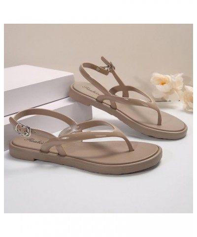 Womens Sandals Shoes Flip Flops Casual Dress Comfortable Ankle Strap Sandals Beach Boho Sandals 11-nrny-h-beige $12.97 Slippers